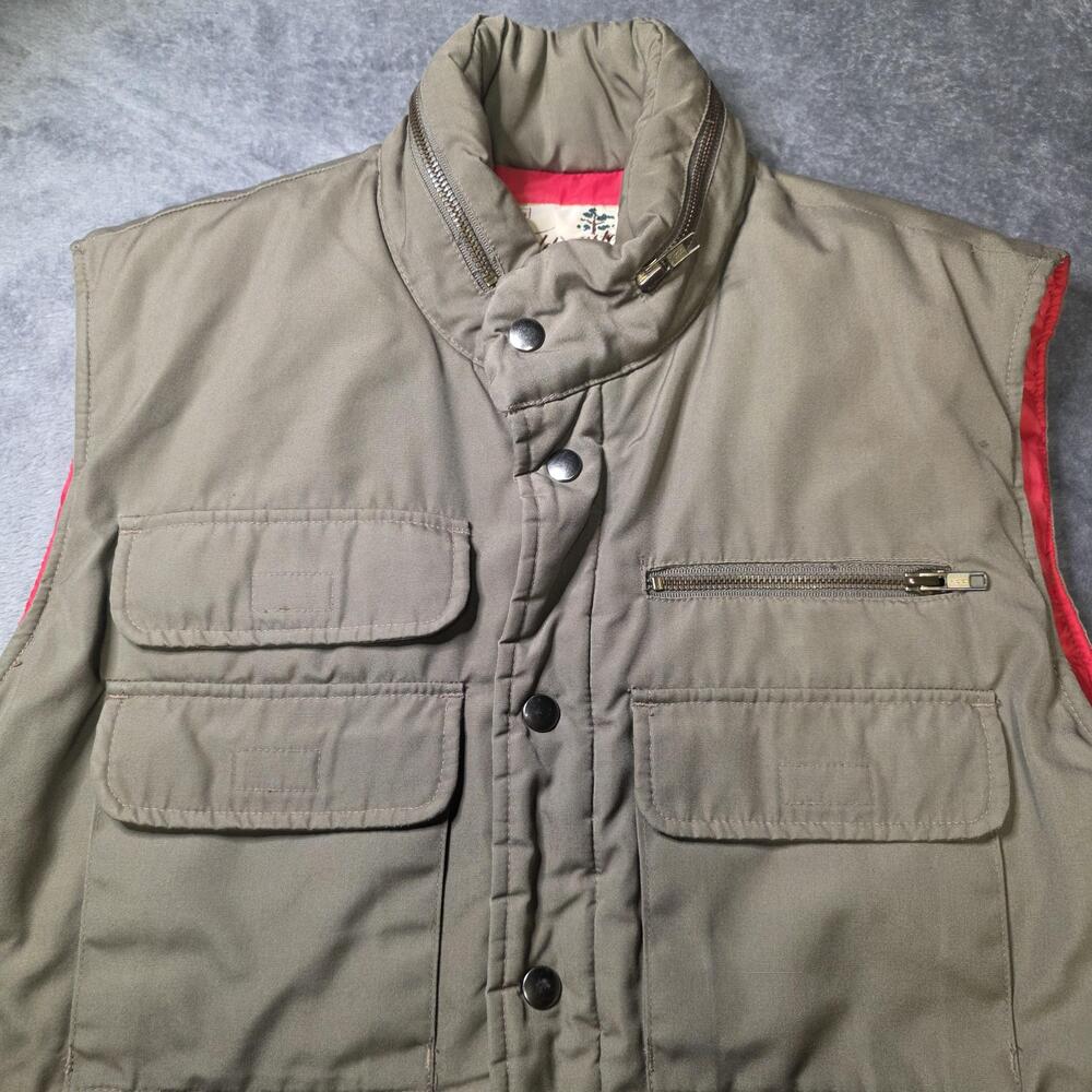 Vintage Sears Fieldmaster Vest Mens Medium Green Puffer Insulated Hunting Winter